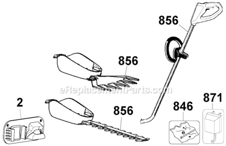 Part Location Diagram of GSH1000 Black and Decker Handle Kit